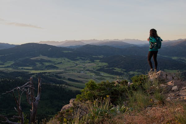 Jackie Nourse overlooking mountain views