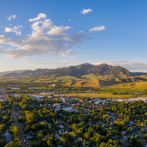 View of Bozeman, MT on a beautiful summer day.